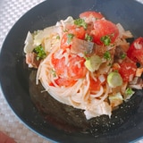 ニシンの燻製と野菜たっぷりパスタ